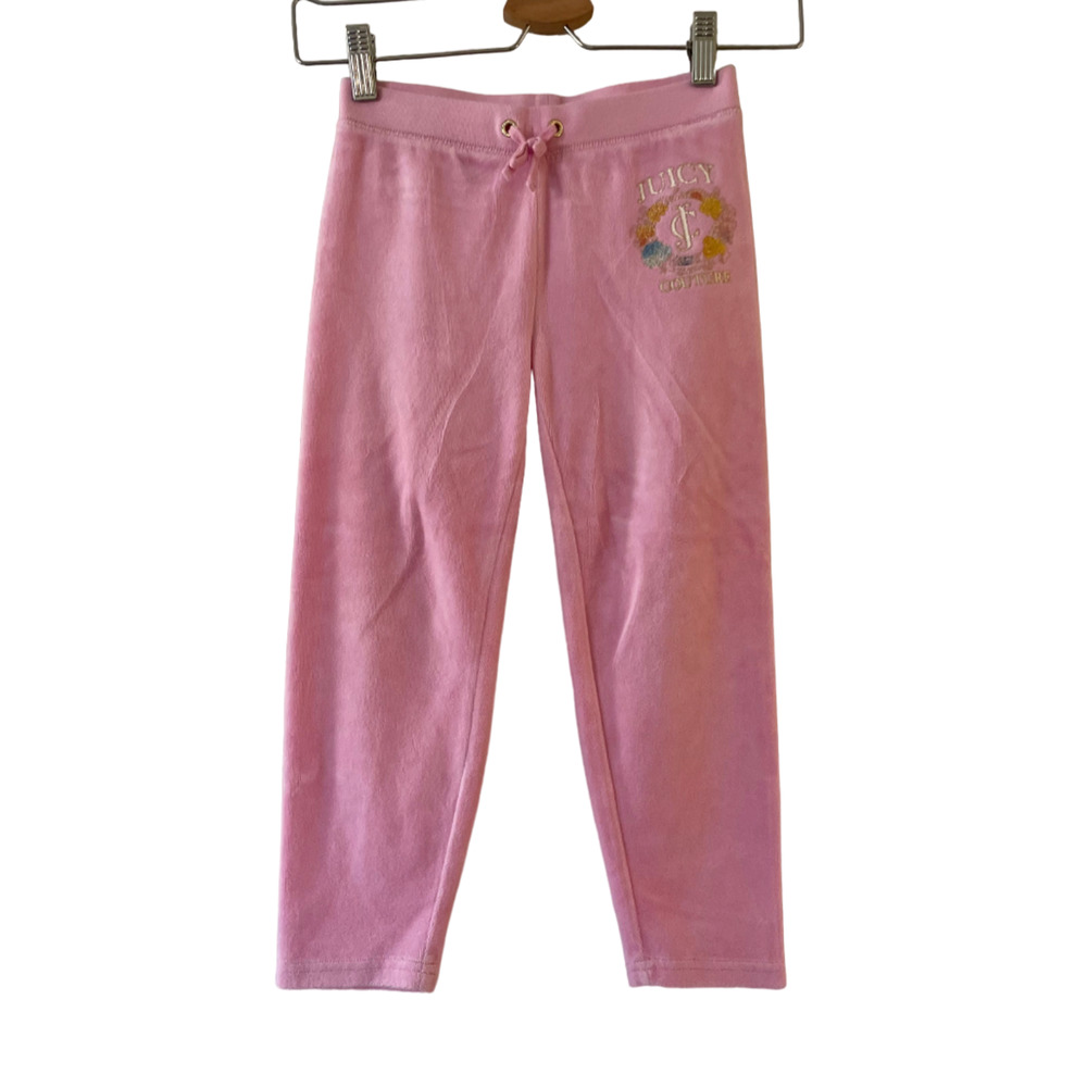 Juicy Couture Girls Velour Sweatpants Size 6 Light Pink Glitter Logo‎ Pull On